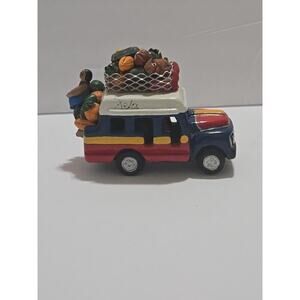Guatemala Central american folk art ceramic bus hand made & painted